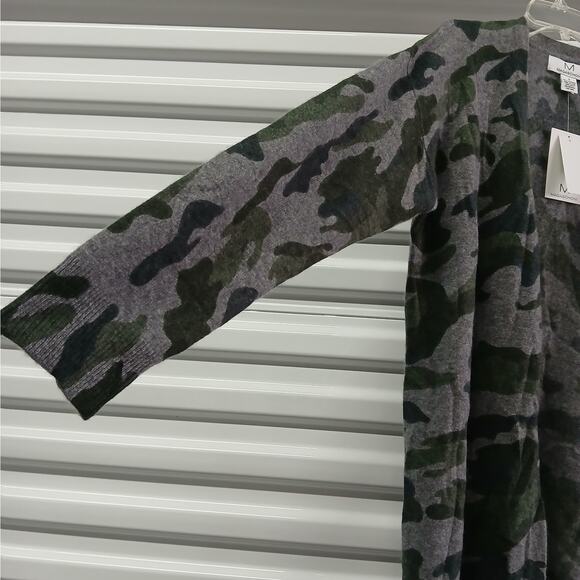 Magaschoni 100% Cashmere Cardigan Women's Medium Gray Green Camo Acubi Sweater - Picture 8 of 10